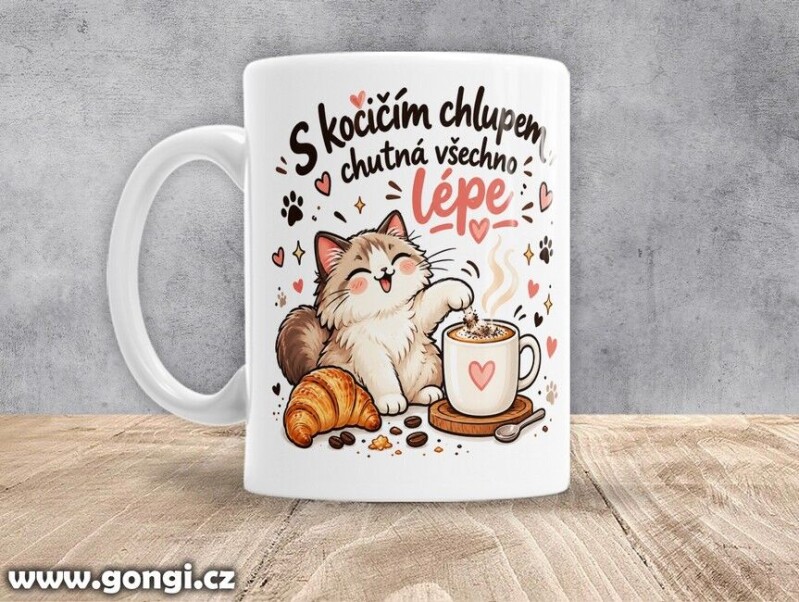 Hrnek - 0193 - S kočičím chlupem chutná všechno lépe